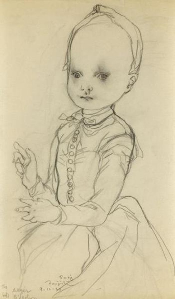 Petite fille à la robe aux boutons bottine by Leonard Tsuguharu Foujita