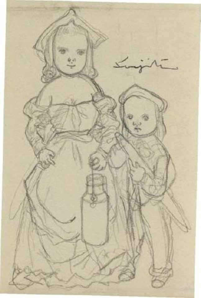 Enfants à la baguette et au pot au lait by Leonard Tsuguharu Foujita