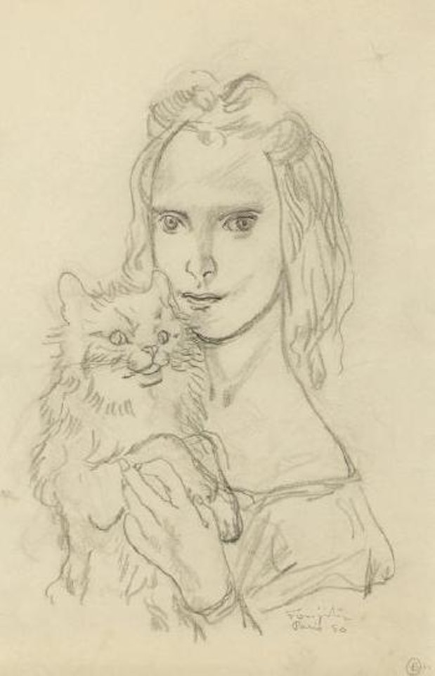 Fillette au chat by Leonard Tsuguharu Foujita
