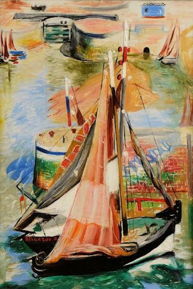 Bateau dans le port de Honfleur by Moïse Kisling