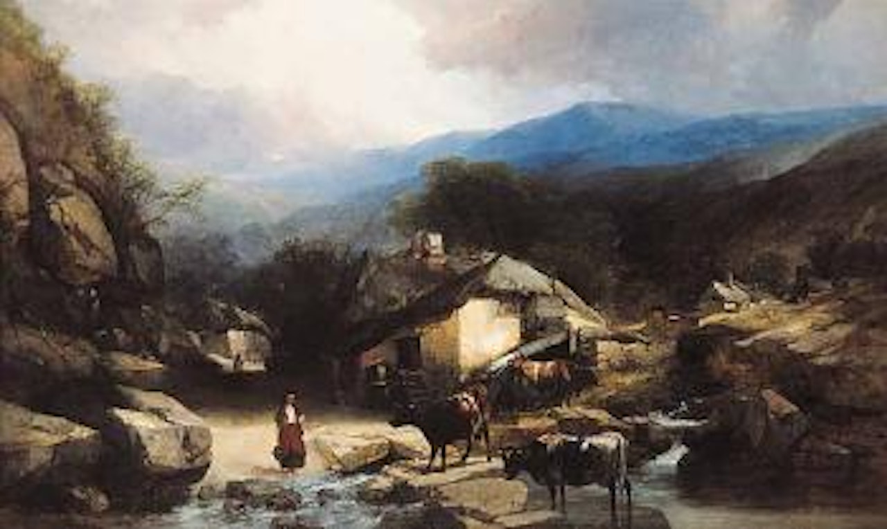 A Welsh village by Henry Bright by Thomas Sidney Cooper