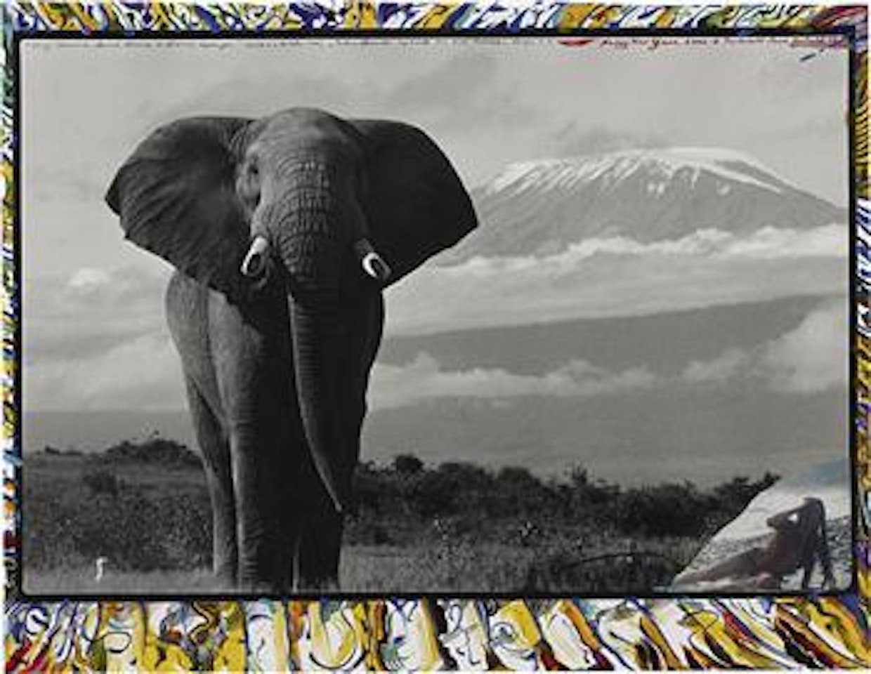 Ele in front of Kilimanjaro by Peter Beard