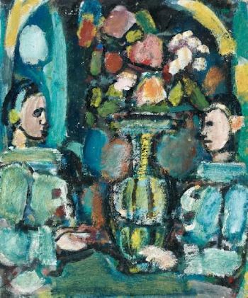 Pierrots bleus au bouquet by Georges Rouault