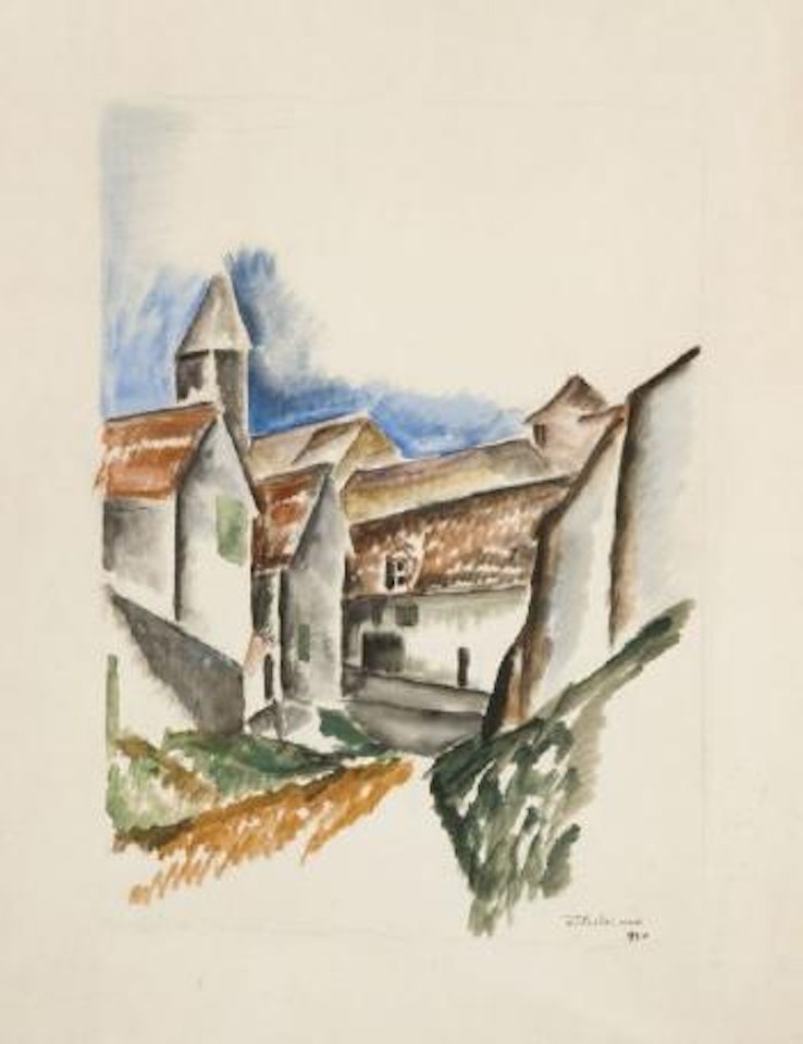 Rue de village et clocher by Ossip Zadkine