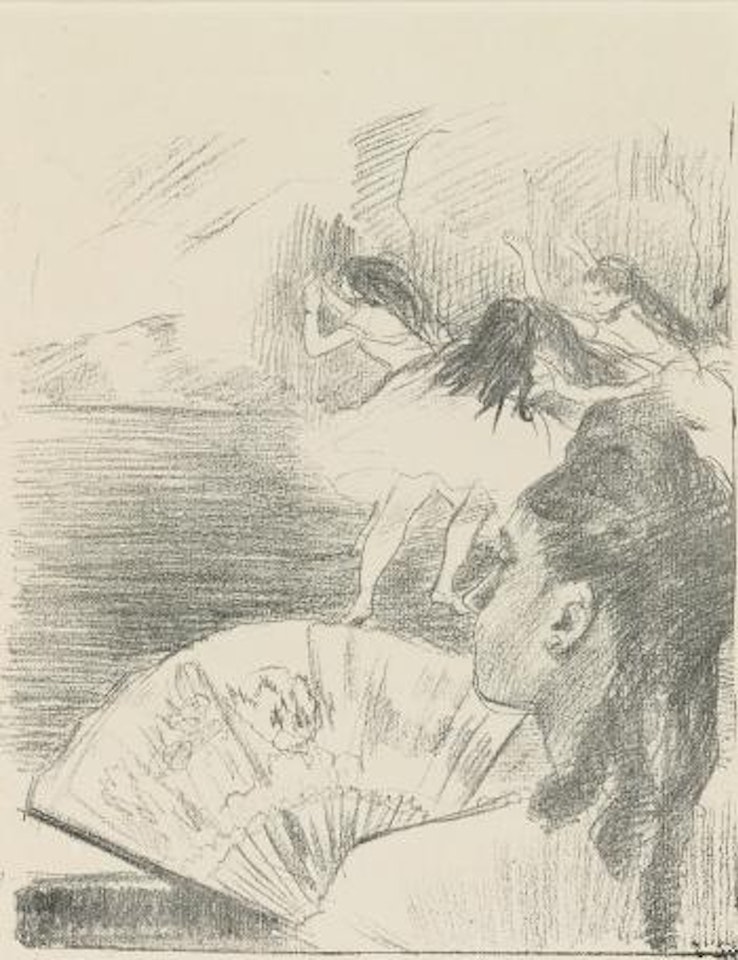 At The Theater: Woman With a Fan (R. & S. 37) by Edgar Degas
