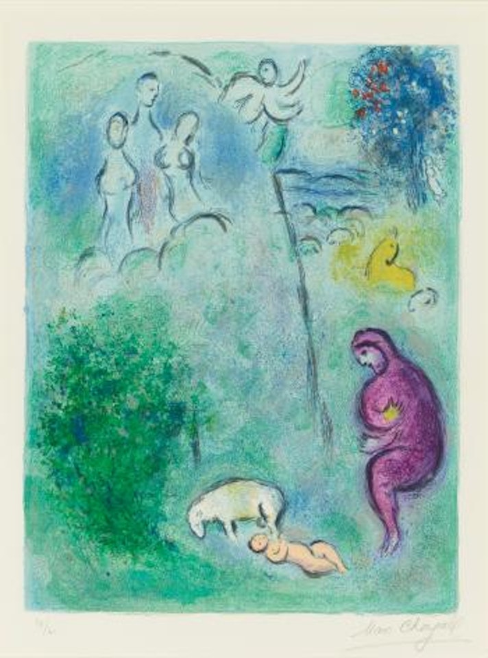Daphnis And Chloe: Daphnis Discovers Chloe (Mourlot 310) by Marc Chagall
