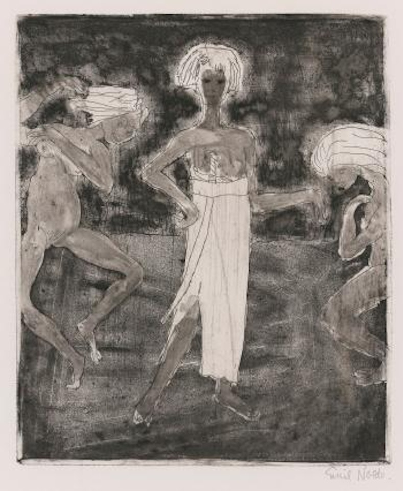 Junger Fürst Und Tänzerinnen (S. E 196) by Emil Nolde