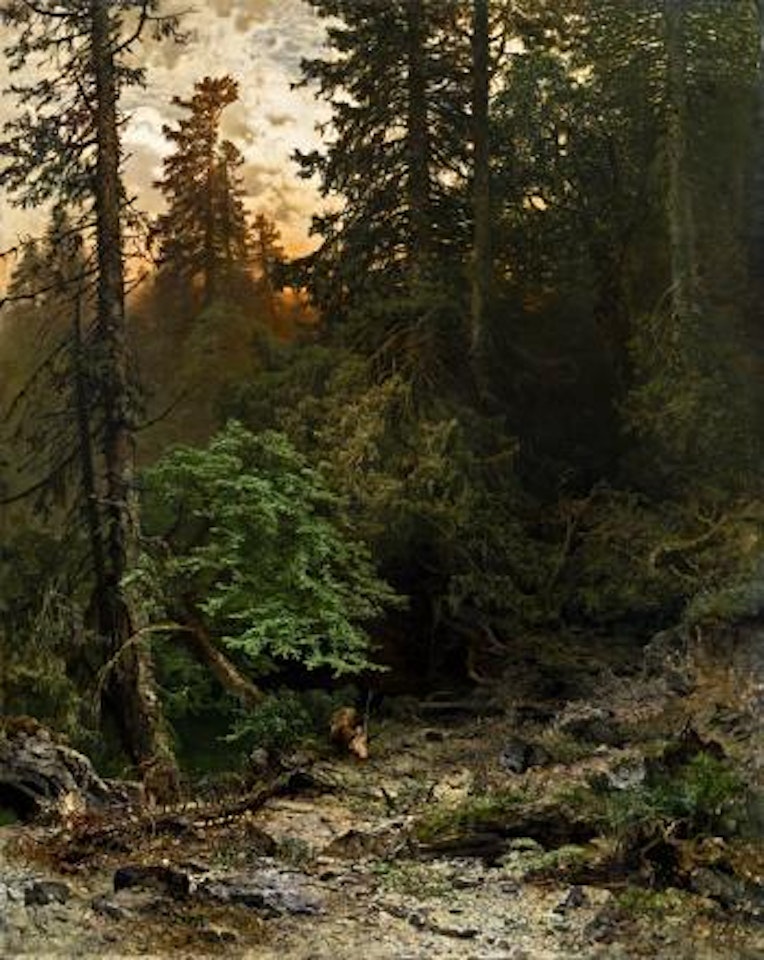 Waldlichtung mit Hirsch by Robert Russ