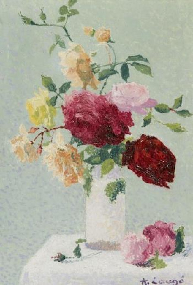 Bouquet de roses dans un vase by Achille Laugé
