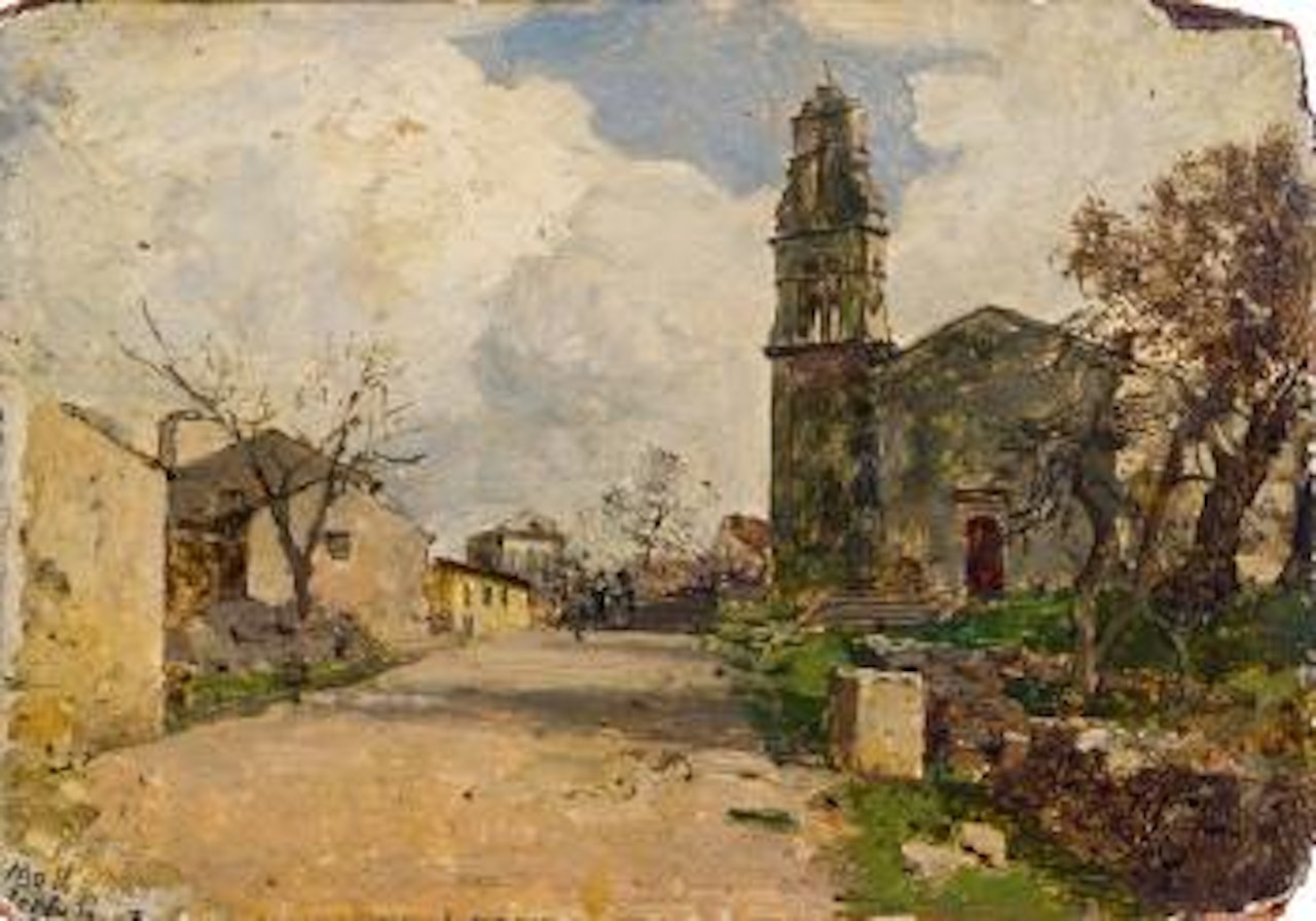 Dorf Smarades auf Corfu by Carl Moll