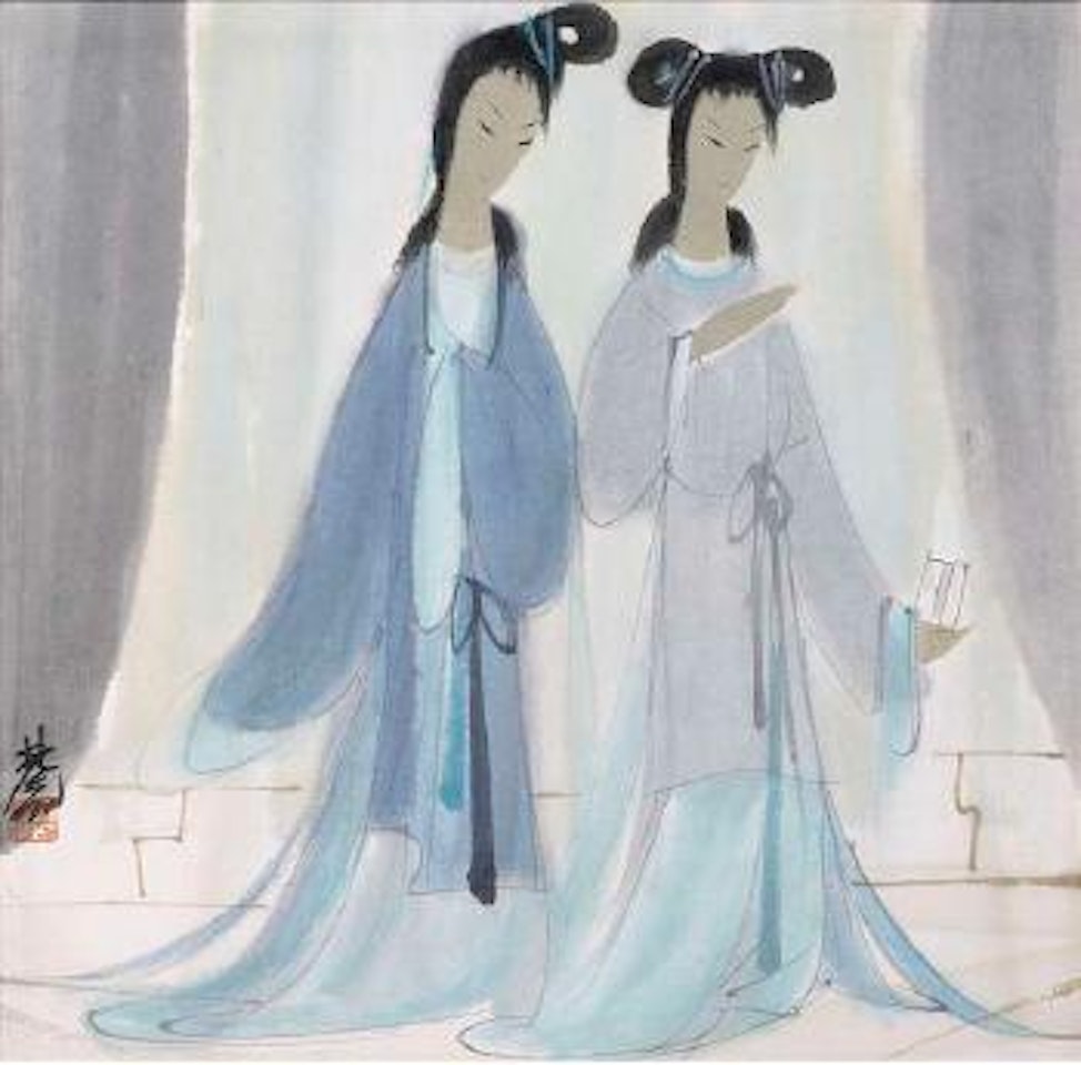 Two ladies by Lin Fengmian