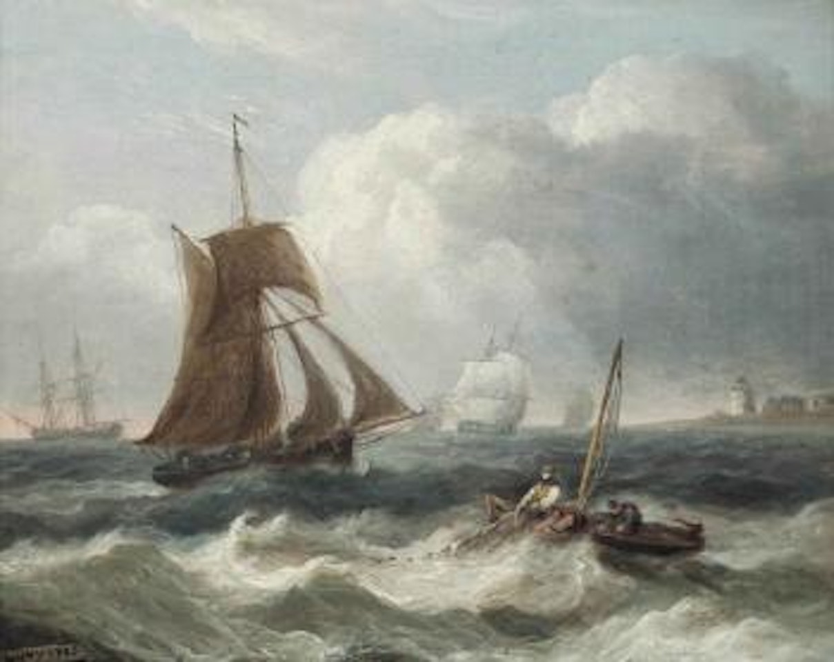 Fishermen hauling in their nets in the Channel by Thomas Luny