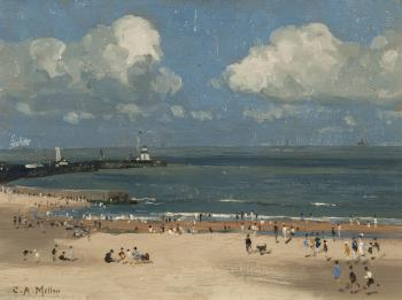 Figures on the beach, Gorleston by Campbell Mellon