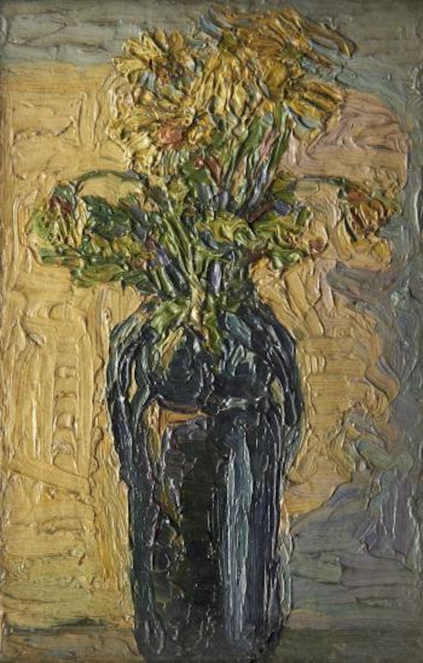 Still life with vase of flowers by Charles Ginner