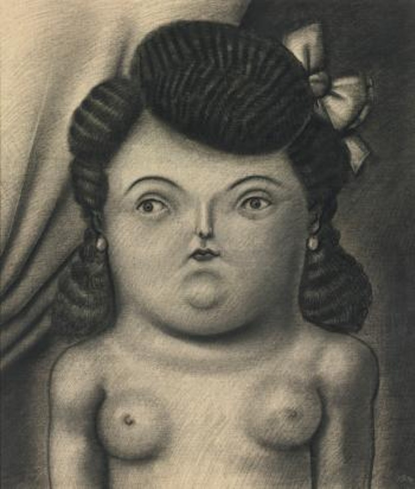 Woman With Bow by Fernando Botero