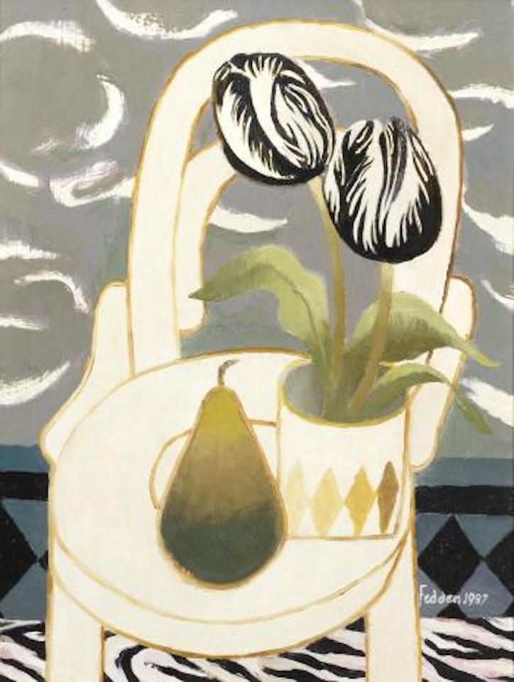 Black Tulip Striped White by Mary Fedden