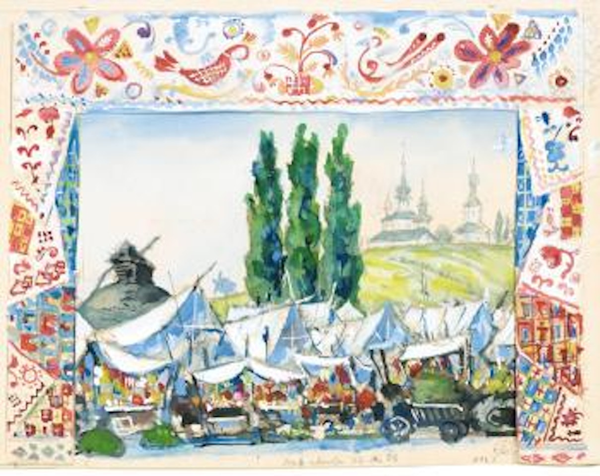 Set Design For Sorochinsky Fair by Mstislav Valerianovich Dobuzhinsky