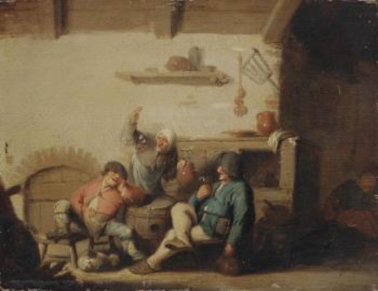 Peasants making merry in an inn by Adriaen van Ostade