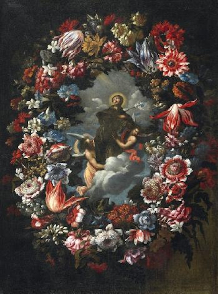Blumenkranz Mit Dem Hl. Franziskus by Juan de Arellano