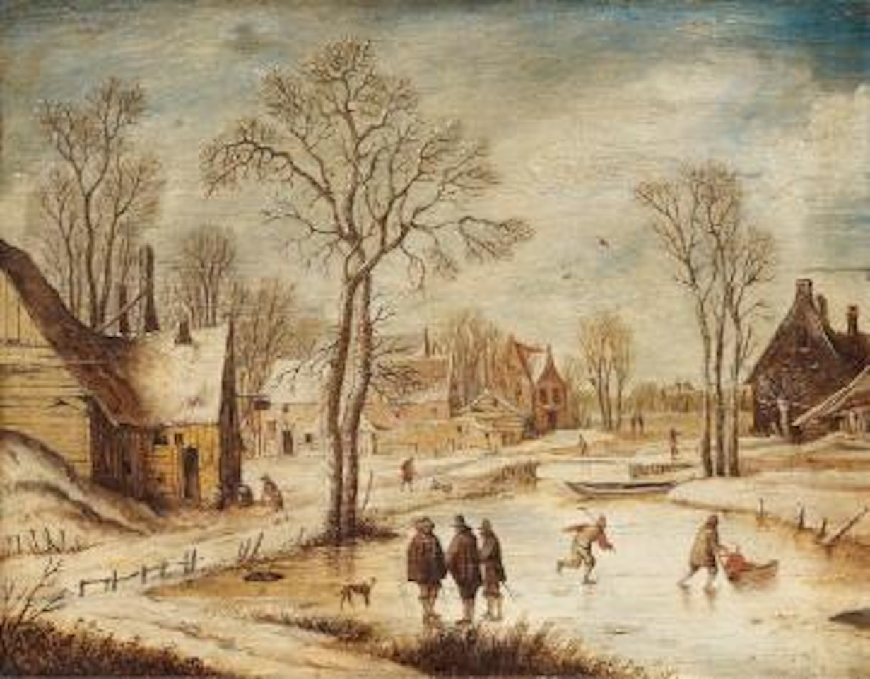 Winterlandschaft Mit Eisvergnügen In Einem Dorf by Dutch School