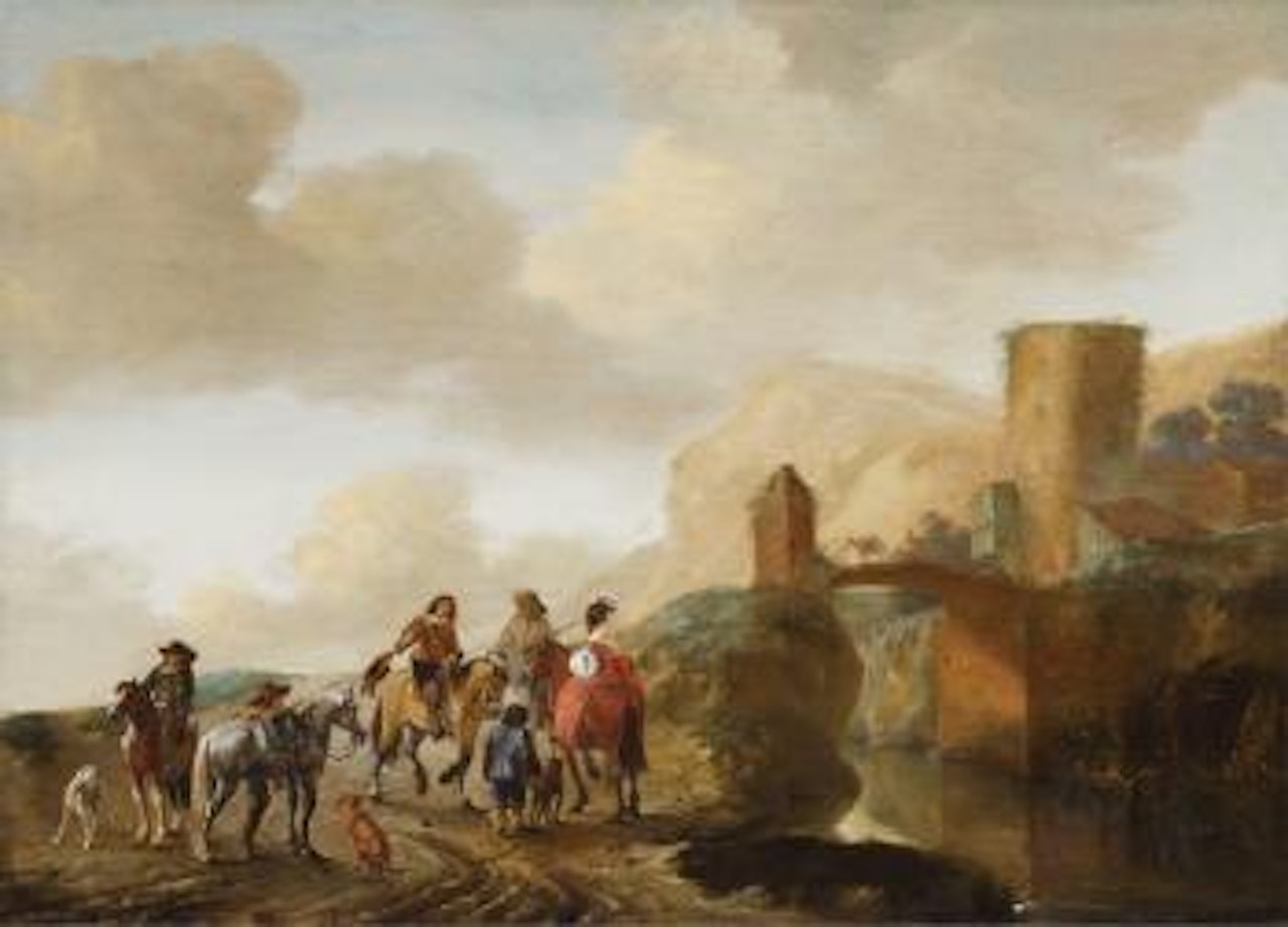 Landschaft Mit Reisenden Und Brücke by Philips Wouwerman