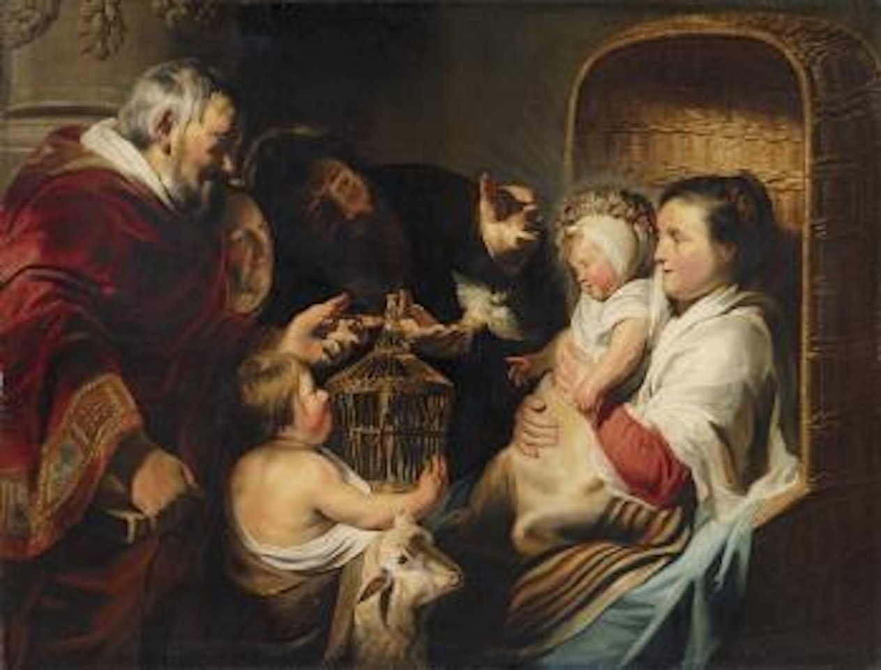 Die Heilige Familie Mit Johannes Dem Täufer Und Seinen Eltern by Jacob Jordaens