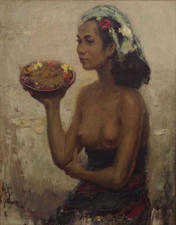 Balinese Girl with Offerings by Lee Man Fong