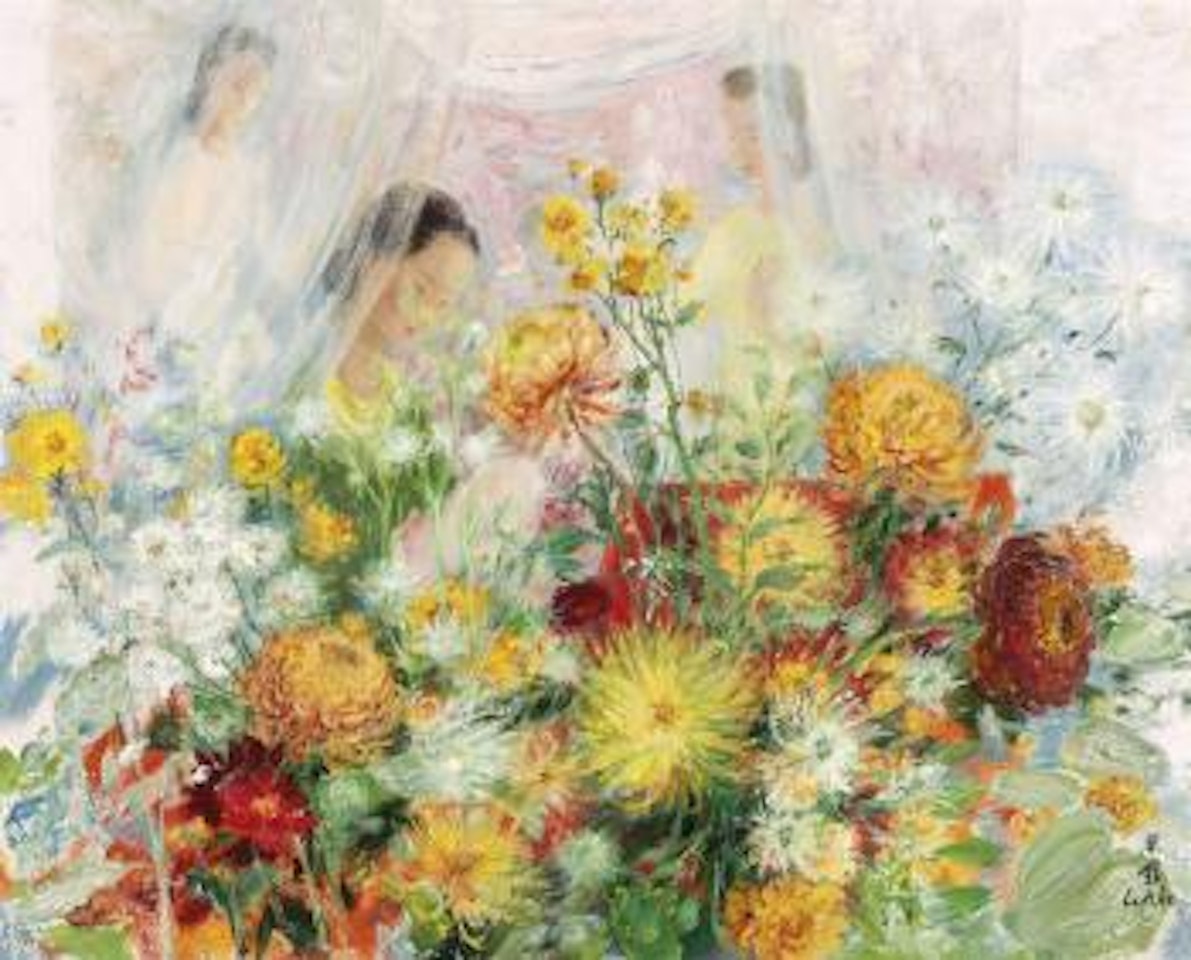 Girl with Chrysanthemums by Le Pho