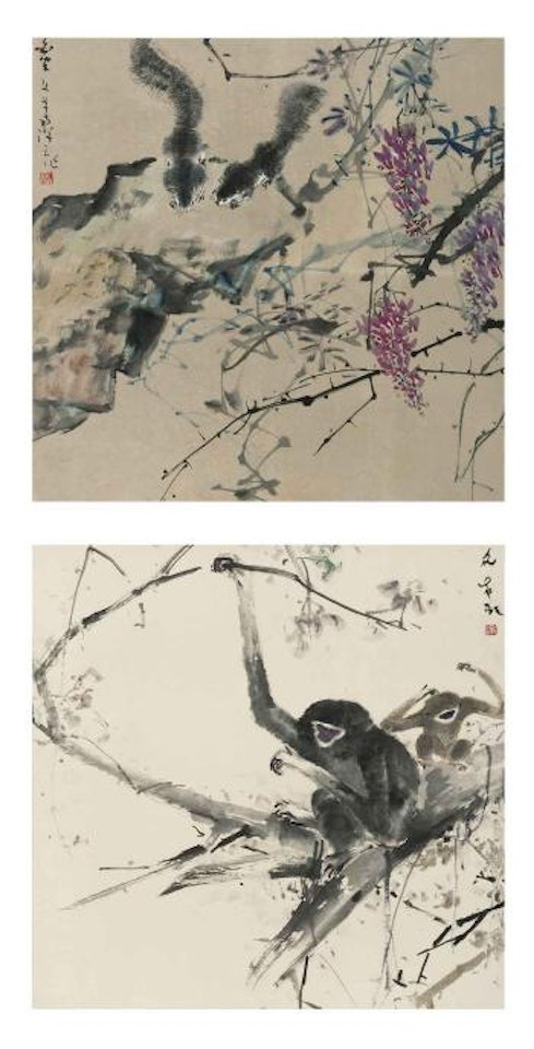 Two Squirrels. Two Gibbons by Chen Wen Hsi