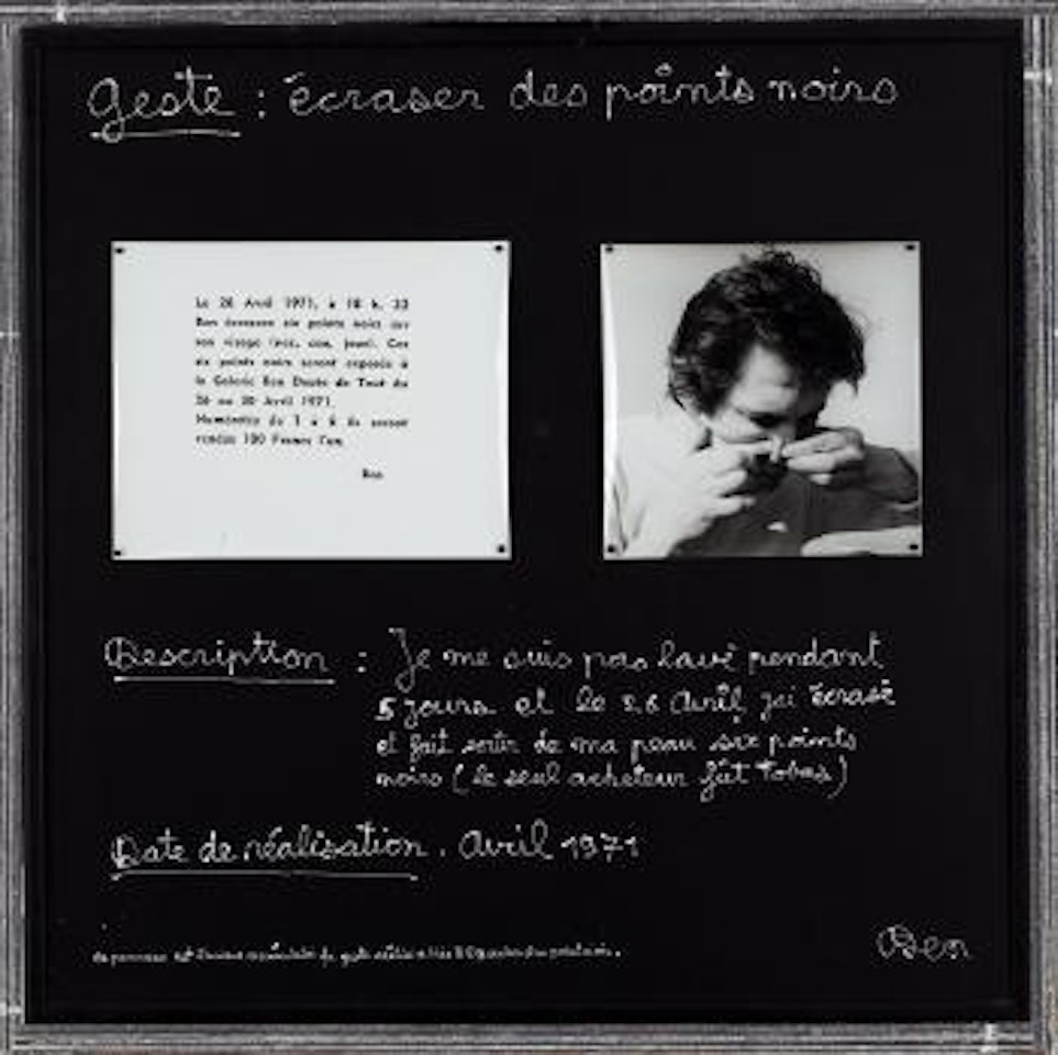 Geste: ecraser des points noir by Ben Vautier