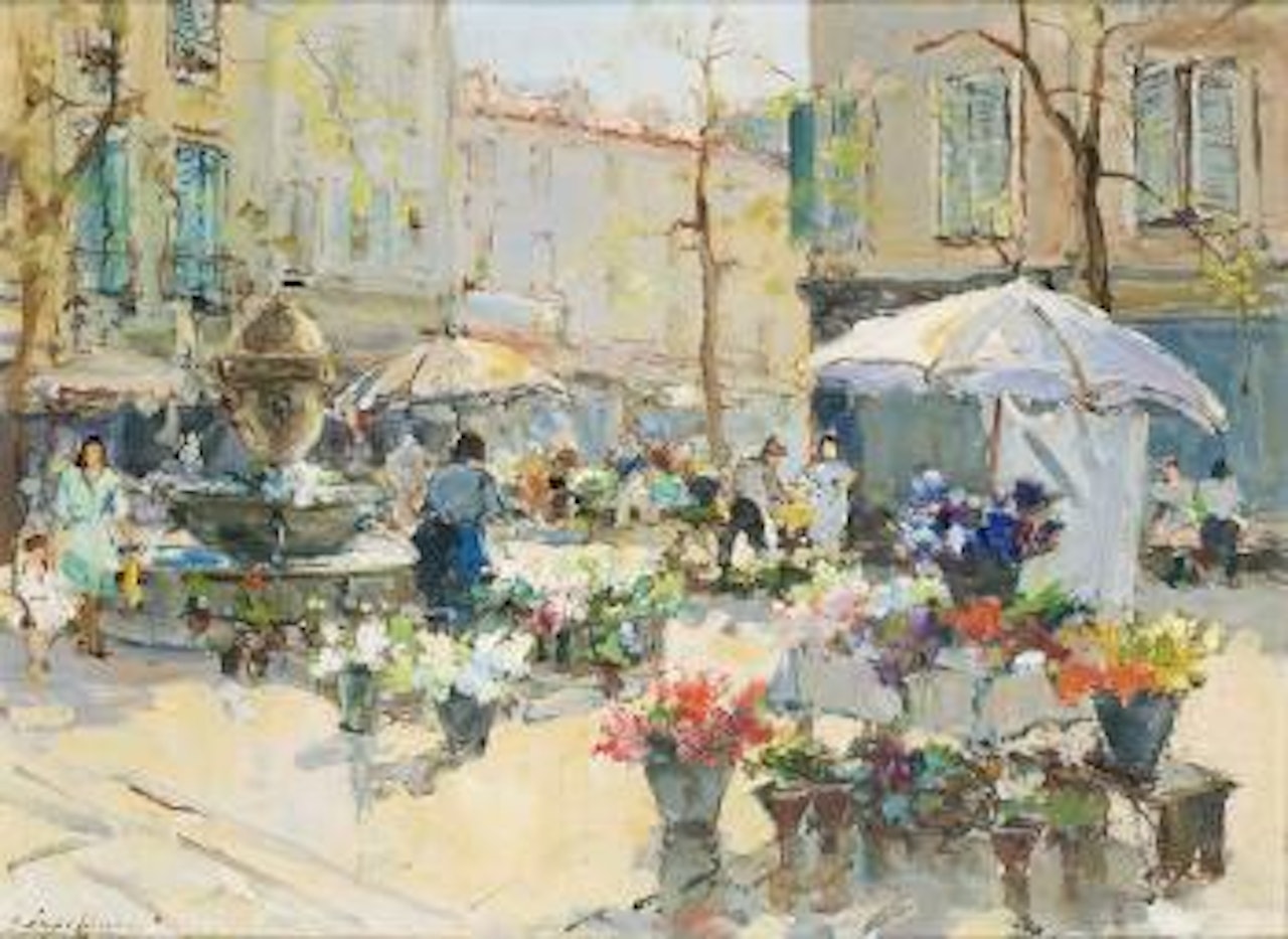 Marché aux fleurs, Aix-en-Provence by Georgij Aleksandrovic Lapschin