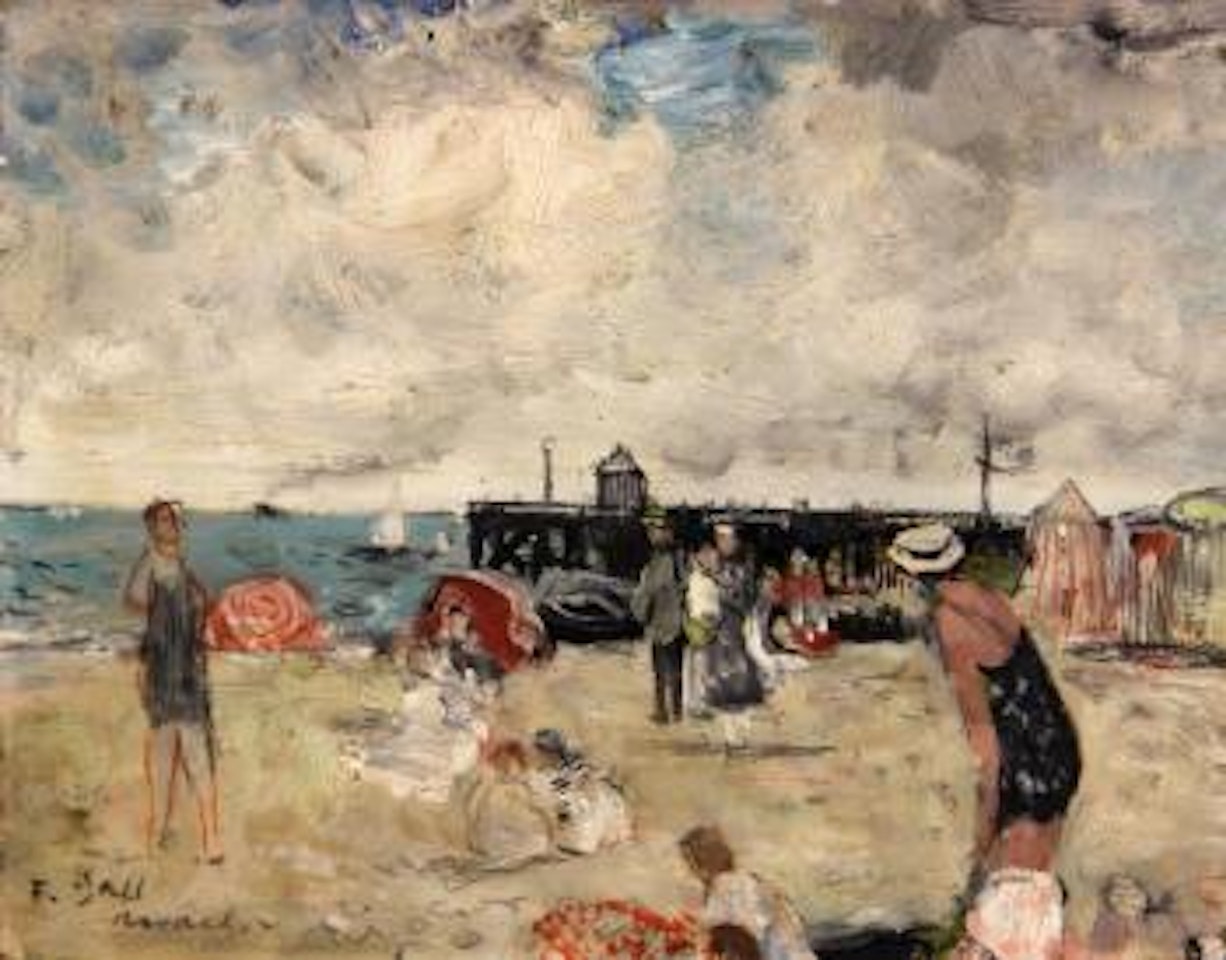 Eugénie et ses enfants, plage d'Arcachon by François Gall