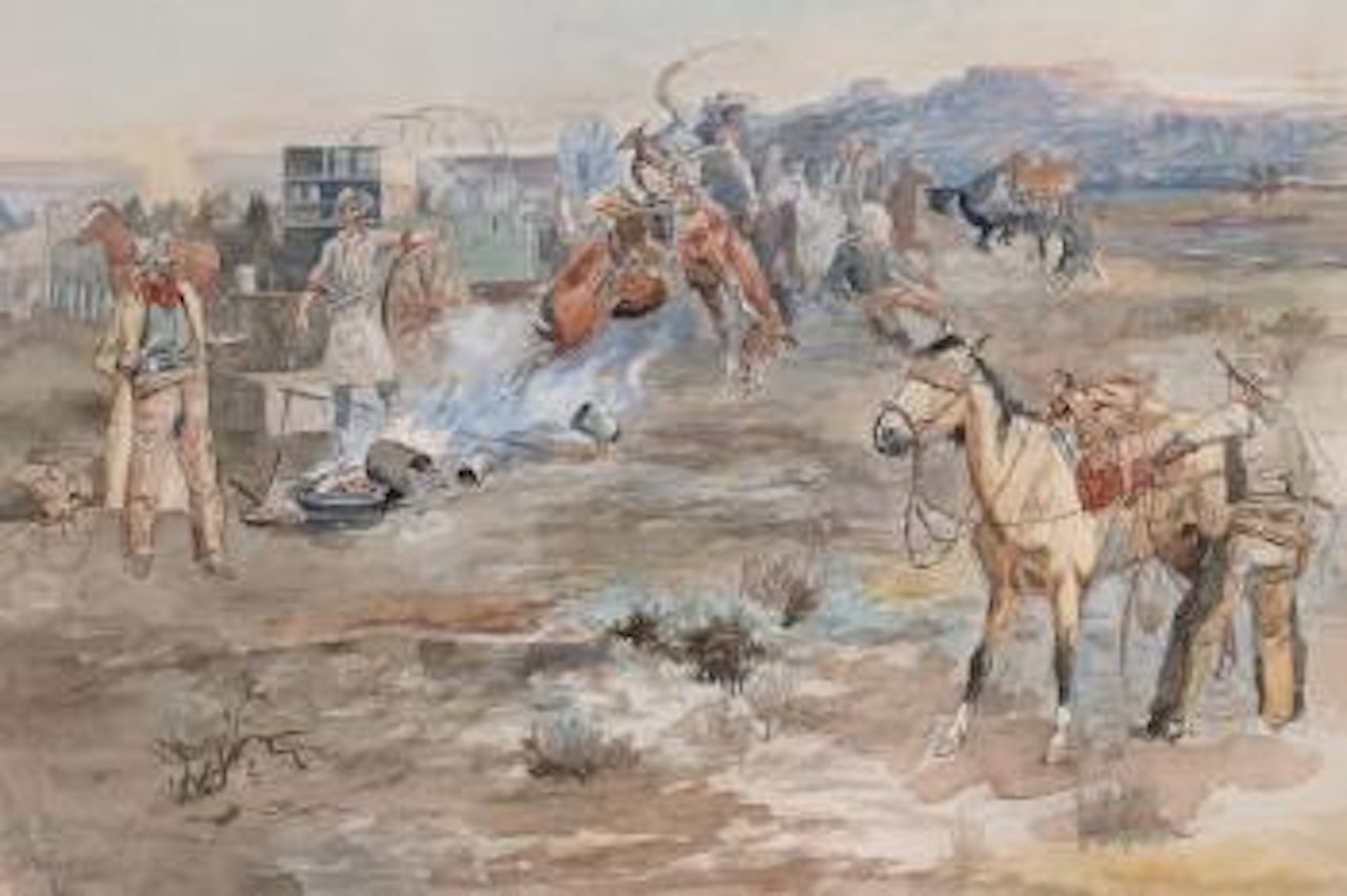 Kickover of morning coffee pot by Charles M Russell