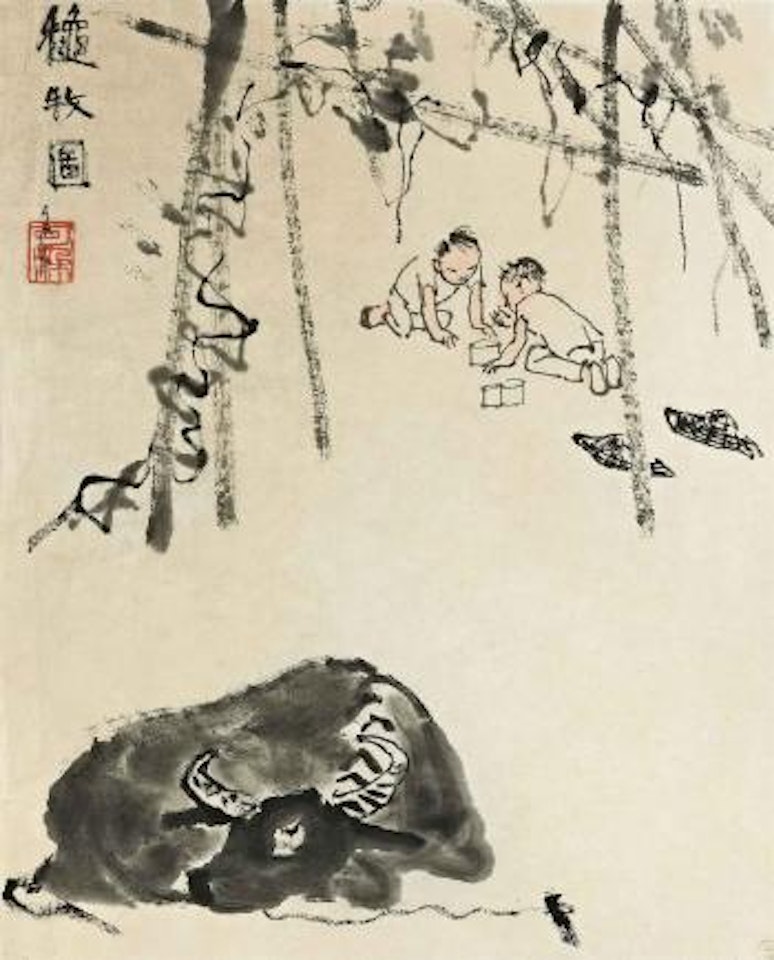 Boys and Buffalo by Li Keran