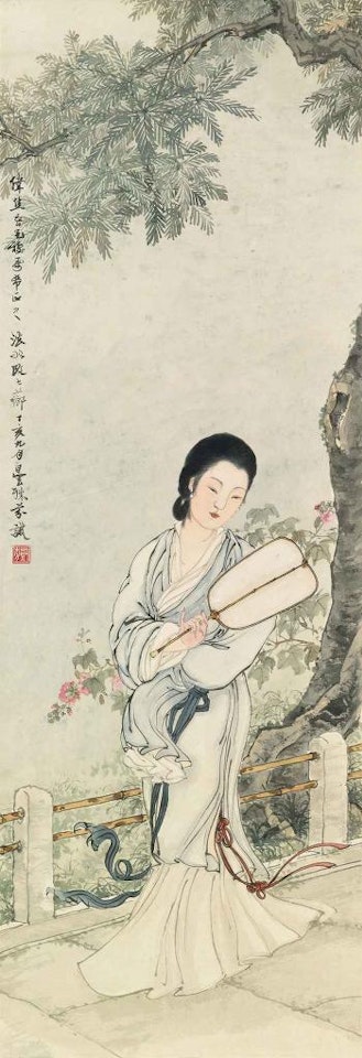 Lady with a Fan by Deng Fen