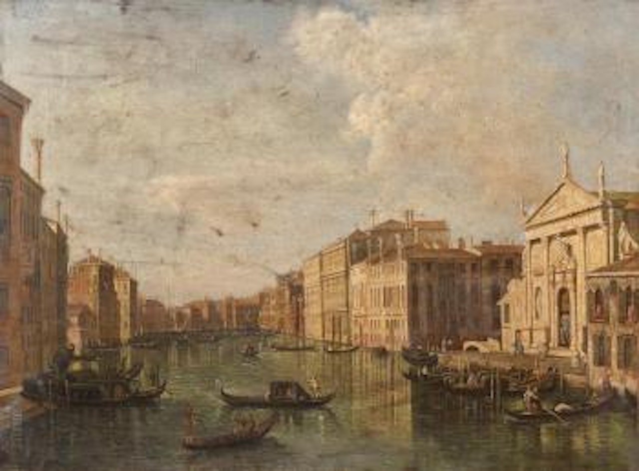 Venedig. Gondeln auf dem Canale Grande vor der Kirche San Stae by Canaletto by Venetian School