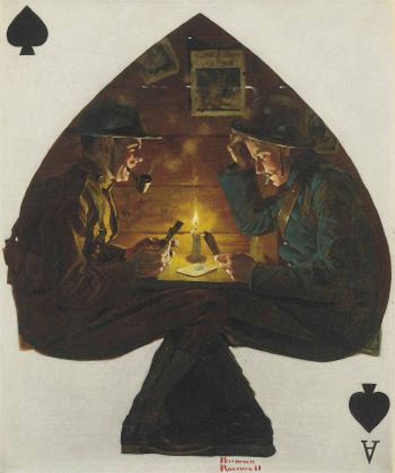 A Trench Spade (Soldiers Playing Cards) by Norman Rockwell