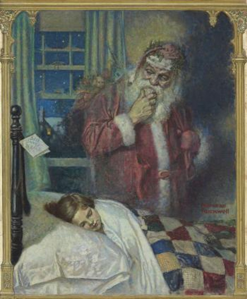 Deer Santy Claus by Norman Rockwell