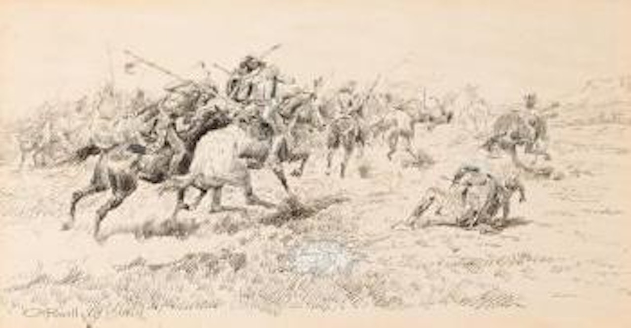 Battle between the Crows and Blackfeet by Charles M Russell