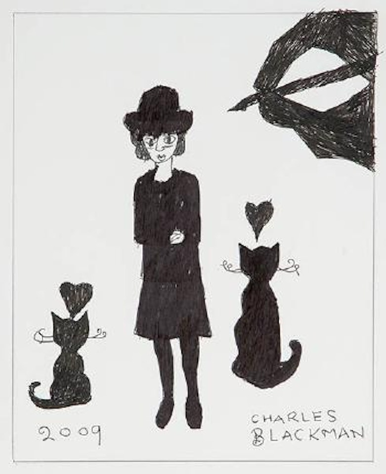Girl with two cats by Charles Blackman