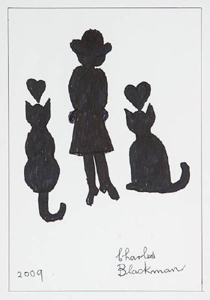 Girl with two cats by Charles Blackman