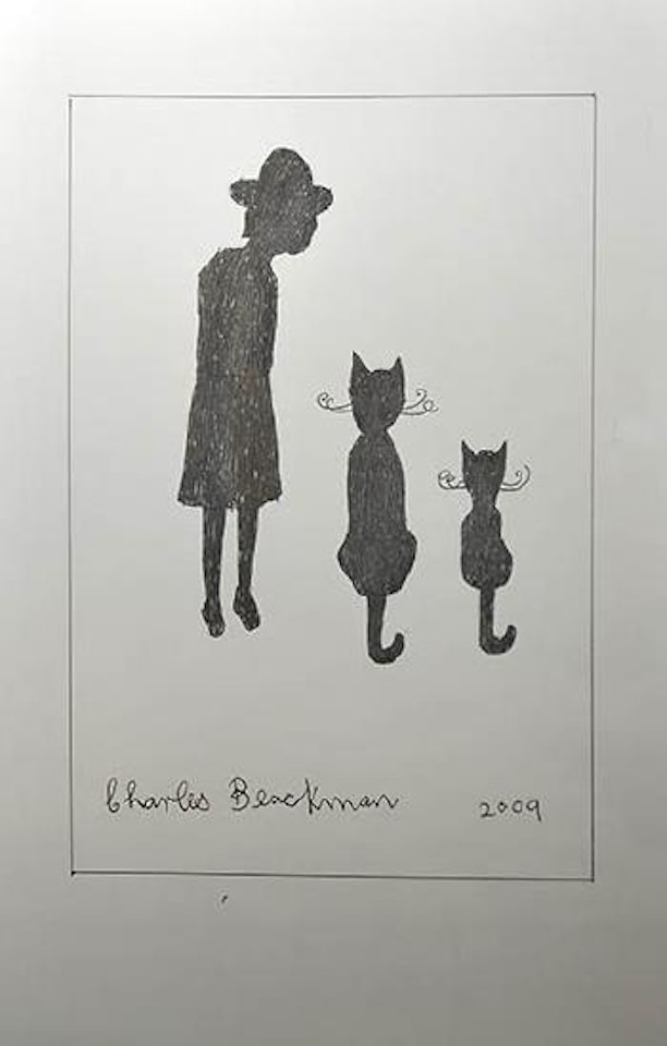 School girl with cats by Charles Blackman