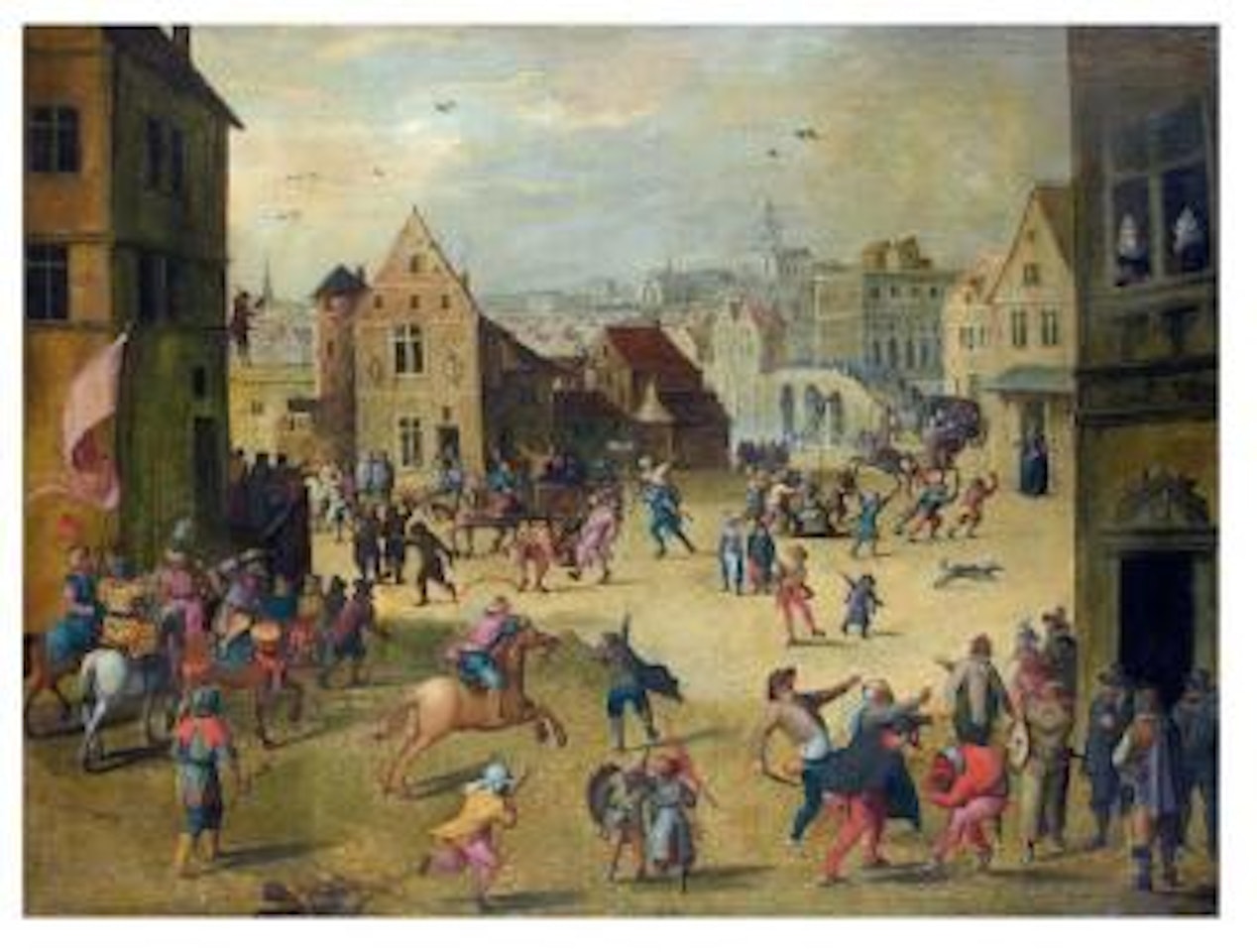 Scène de carnaval dans un village des Flandres by Louis de Caullery by Joos de Momper the Younger