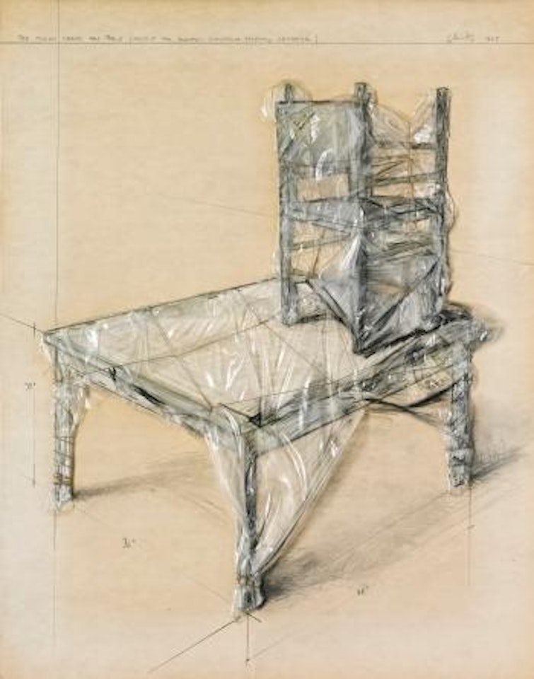Two Packed Chairs And Table (Project For Holland - Spectrum Factory Bergoyk) by Christo