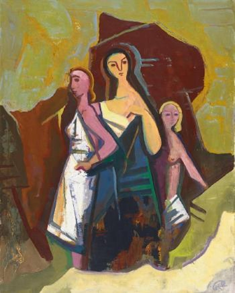 Three Girls In a Landscape by Karl Hofer