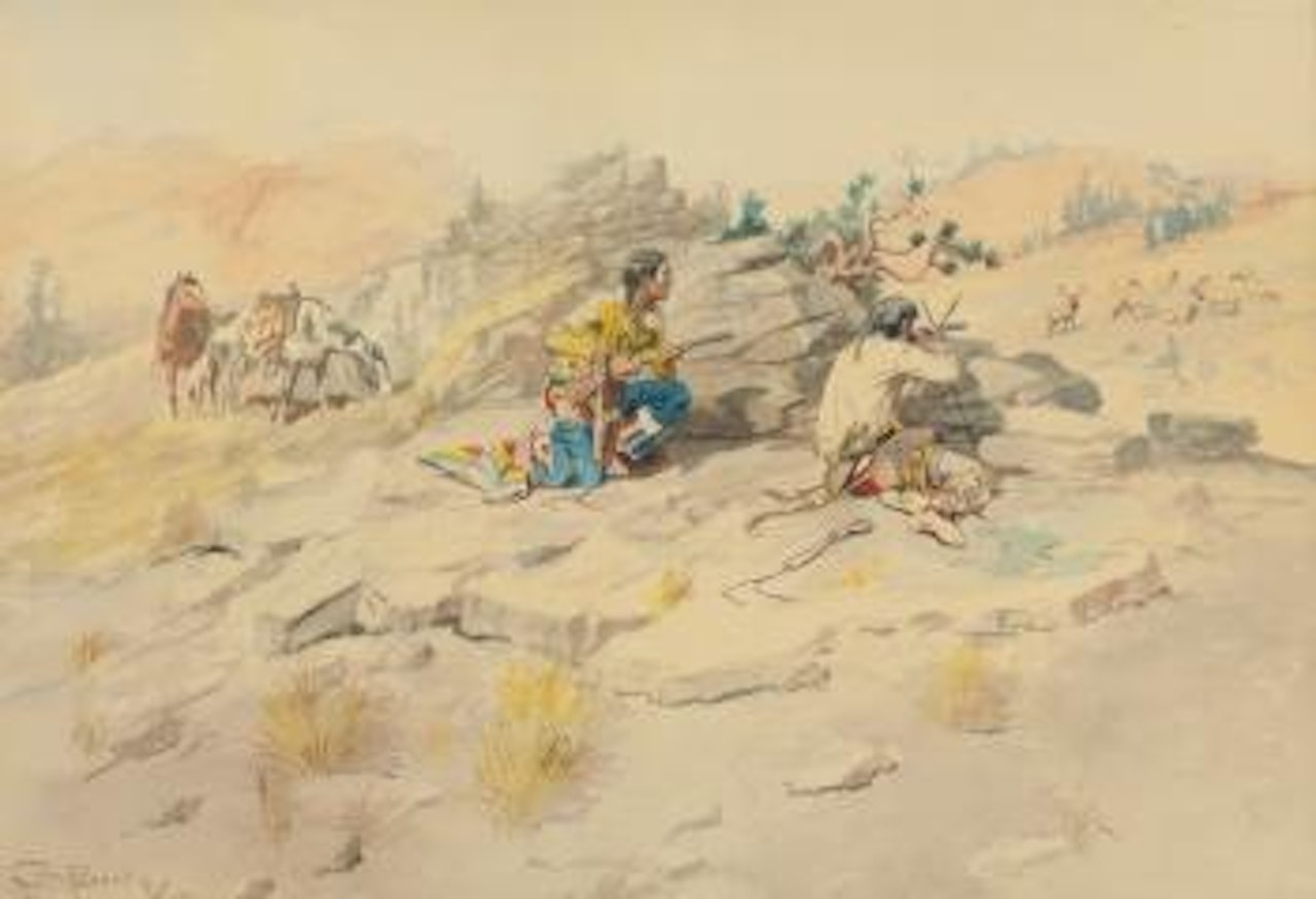 Indians Stalking Elk by Charles M Russell