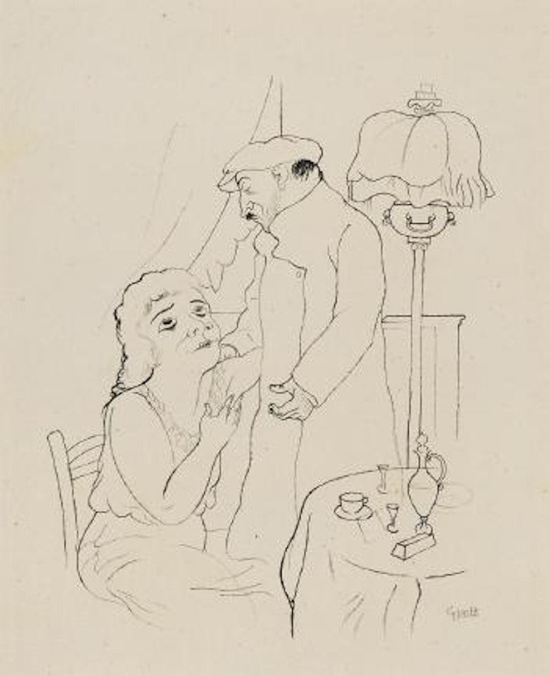 Abschied. Bei jedem Schlag brüllte Gilkan einen neuen Fluch zu Upton Sinclair '100%' by George Grosz