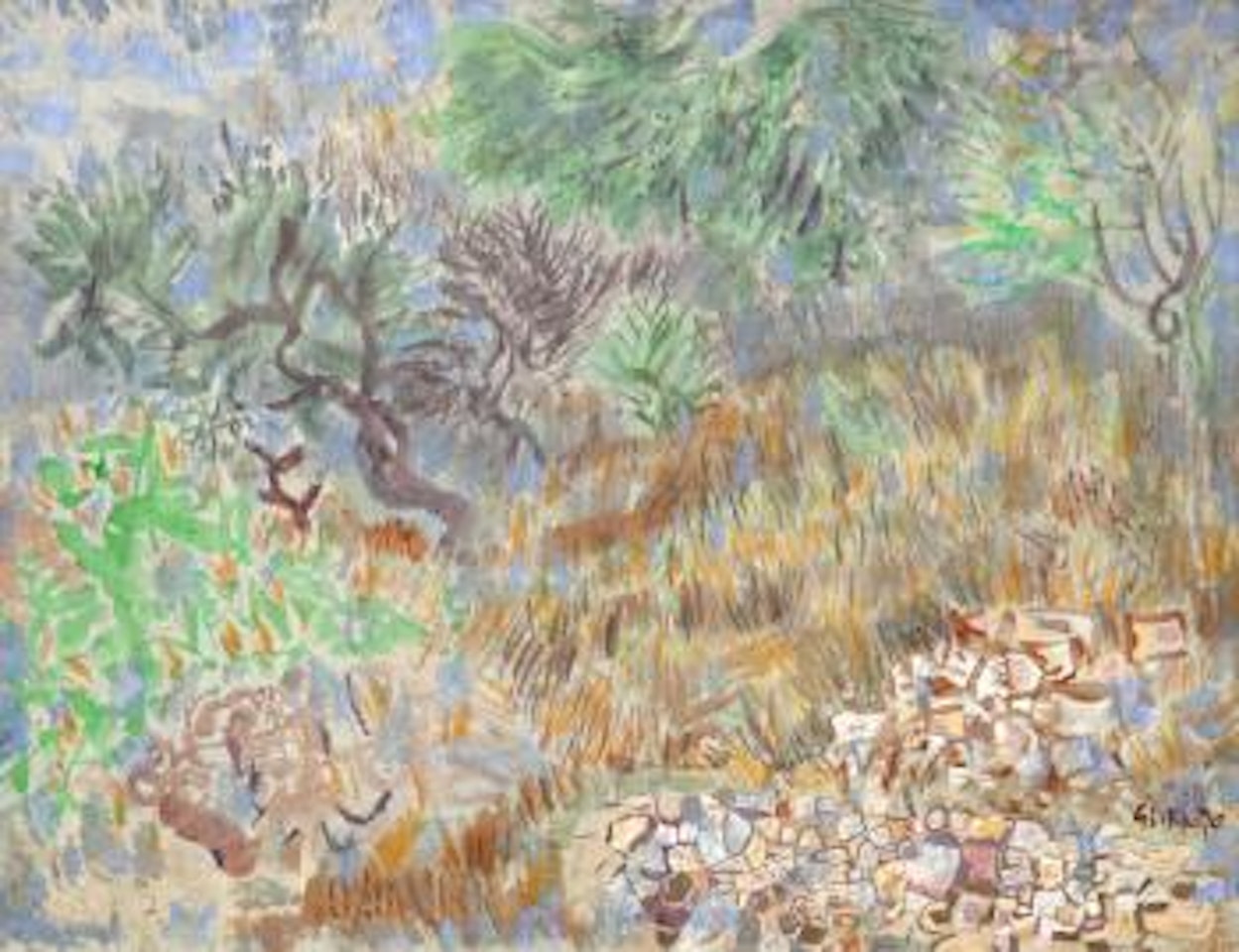 Stone wall and trees by Nicolas Ghika