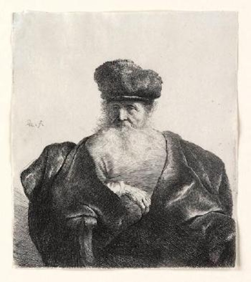Old Man with a Beard, Fur Cap and Velvet Cloak by Attributed to Rembrandt Harmensz van Rijn