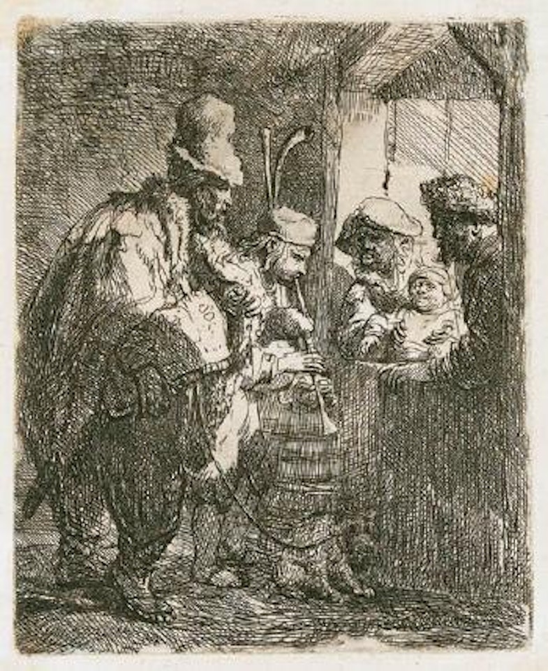 The Strolling Musicians by Attributed to Rembrandt Harmensz van Rijn